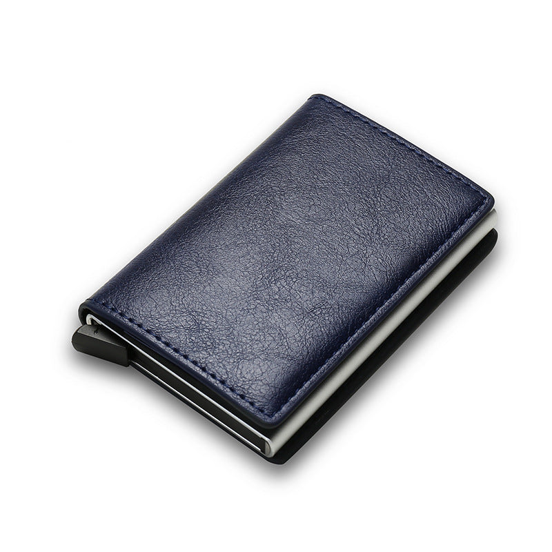 Navy Blue RFID-Blocking Pop-Up Card Wallet front view