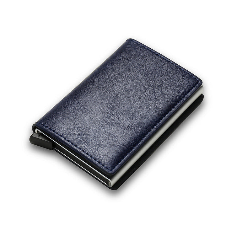 Navy Blue RFID-Blocking Pop-Up Card Wallet front view