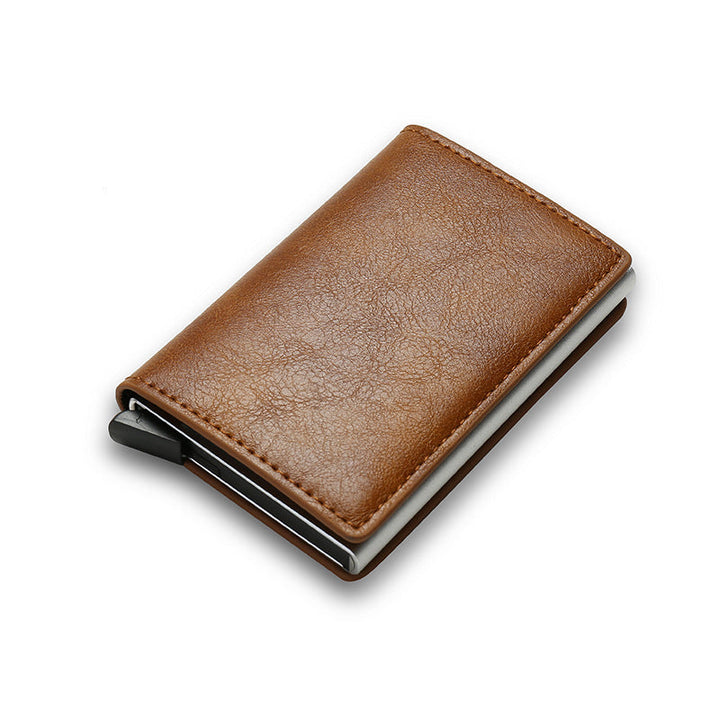 Brown RFID-Blocking Pop-Up Card Wallet front view