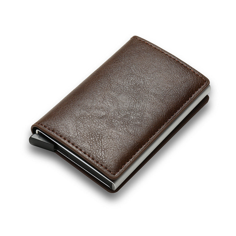 Coffee Brown RFID-Blocking Pop-Up Card Wallet front view