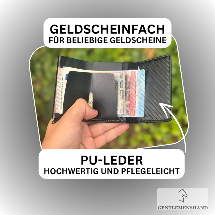 RFID-Blocking Pop-Up Card Wallet cash slot view