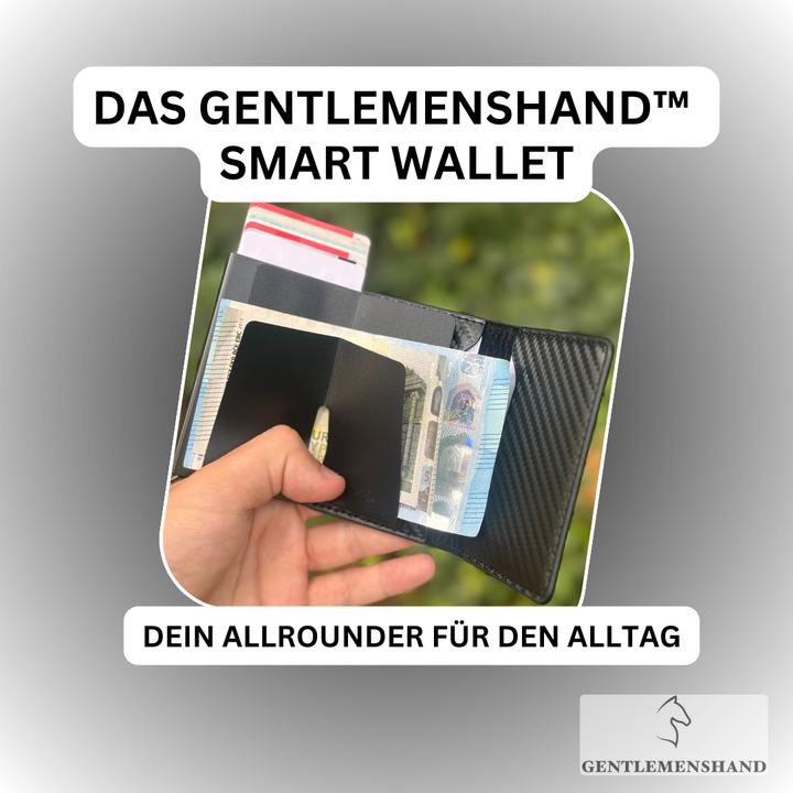 RFID-Blocking Pop-Up Card Wallet open in hand with cash