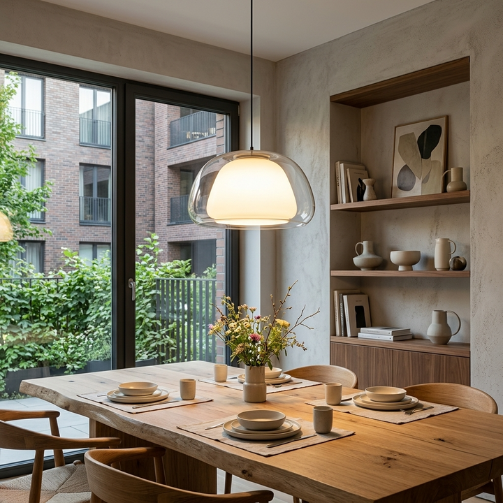 Adjustable Glass Dome Pendant Light