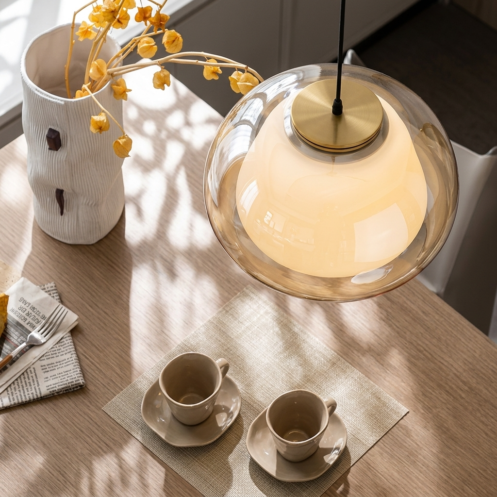 Adjustable Glass Dome Pendant Light