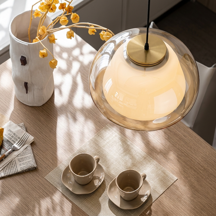 Adjustable Glass Dome Pendant Light