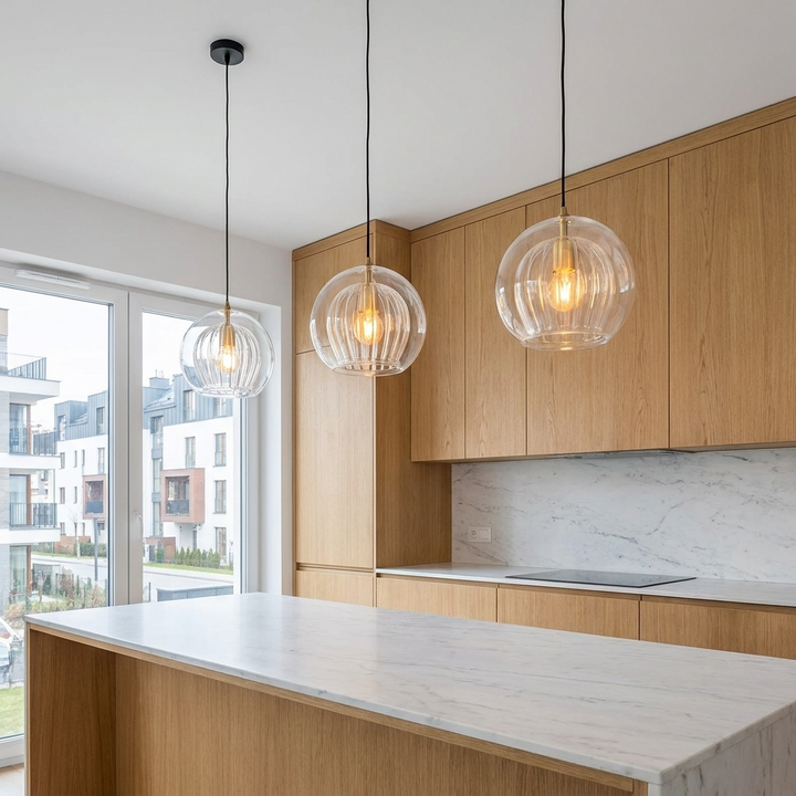 Textured Glass Globe Pendant Light