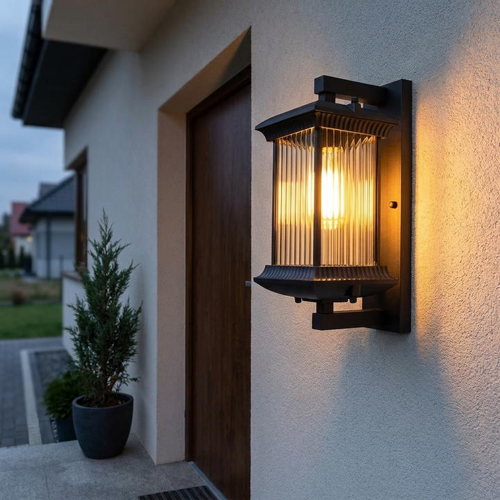 Fluted Glass Outdoor Wall Lamp