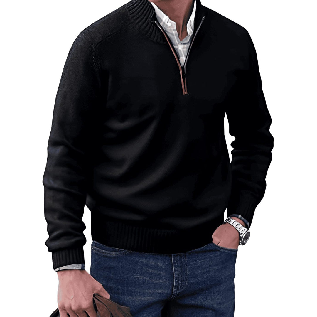 Ribbed Mock-Neck Quarter Zip Sweater lifestyle view 2
