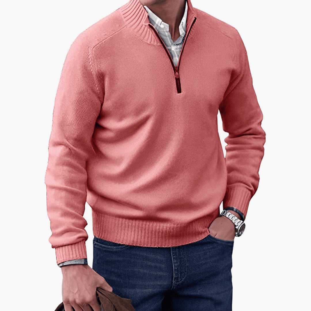Ribbed Mock-Neck Quarter Zip Sweater detail view 1