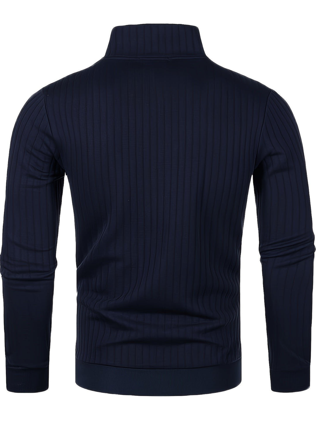 Navy Blue Ribbed Half-Zip Sweater back flat lay