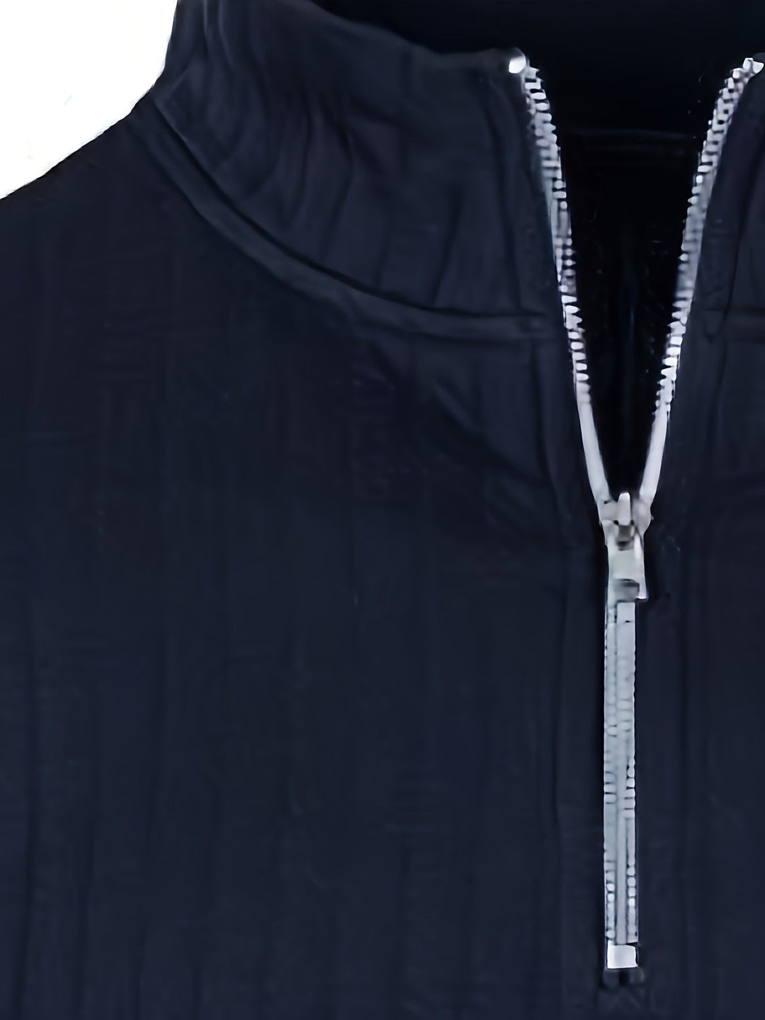 Navy Blue Ribbed Half-Zip Sweater zip collar detail