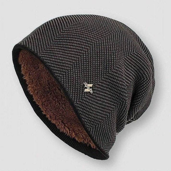 Ribbed-knit wool beanie back view