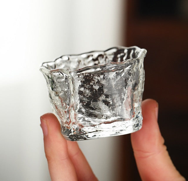 Rose Pattern Glass Teacups filled with tea lifestyle