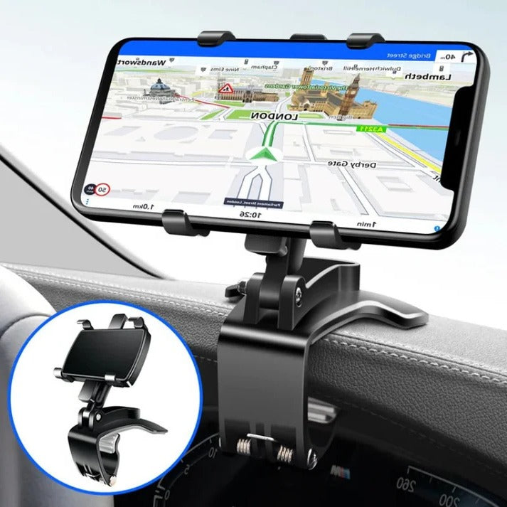 Black Rotating Clamp Car Phone Holder main view