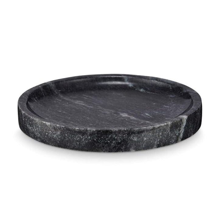 Round Black Marble Jewelry Tray front view
