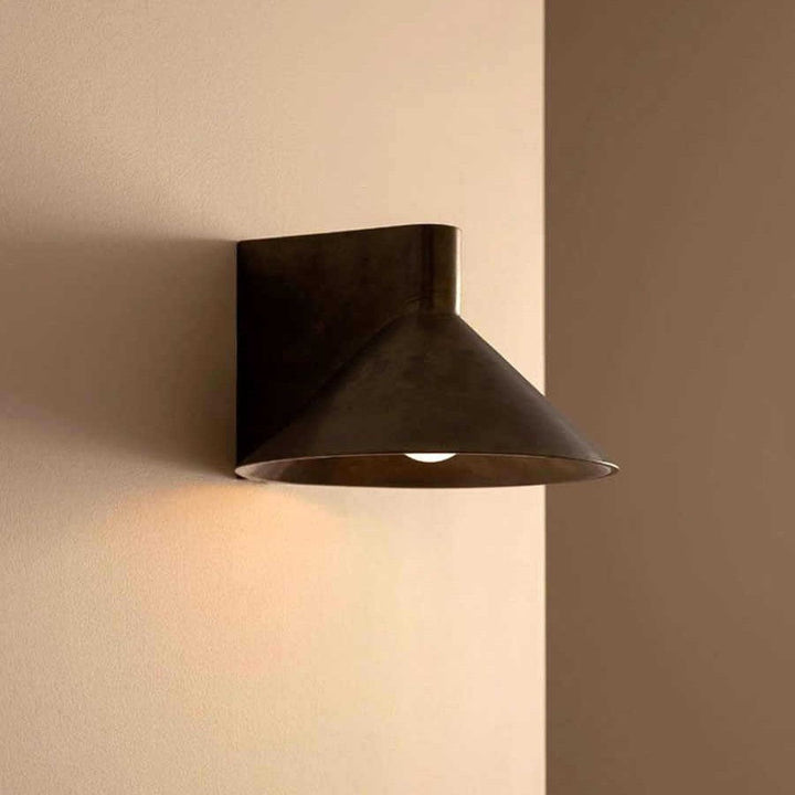 Matt Black Round Metal Disc Wall Sconce front view