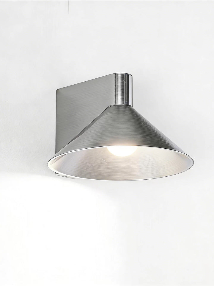 Satin Nickel Round Metal Disc Wall Sconce front view