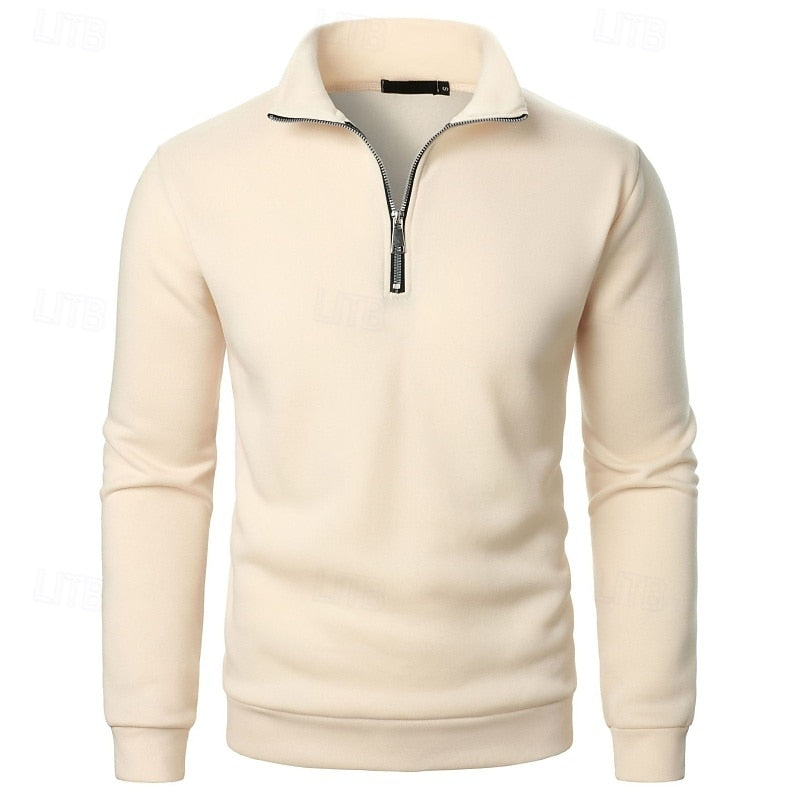 Cotton-Blend Fleece Quarter-Zip Pullover