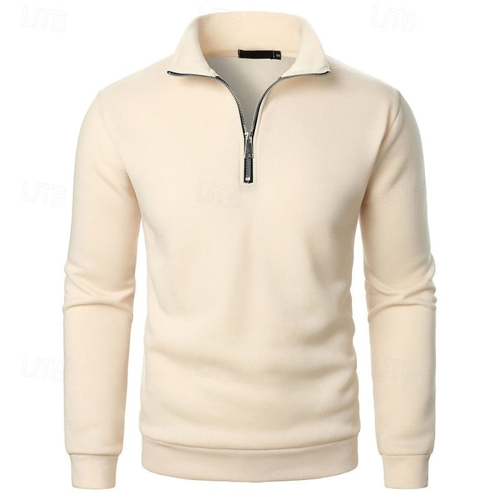 Cotton-Blend Fleece Quarter-Zip Pullover