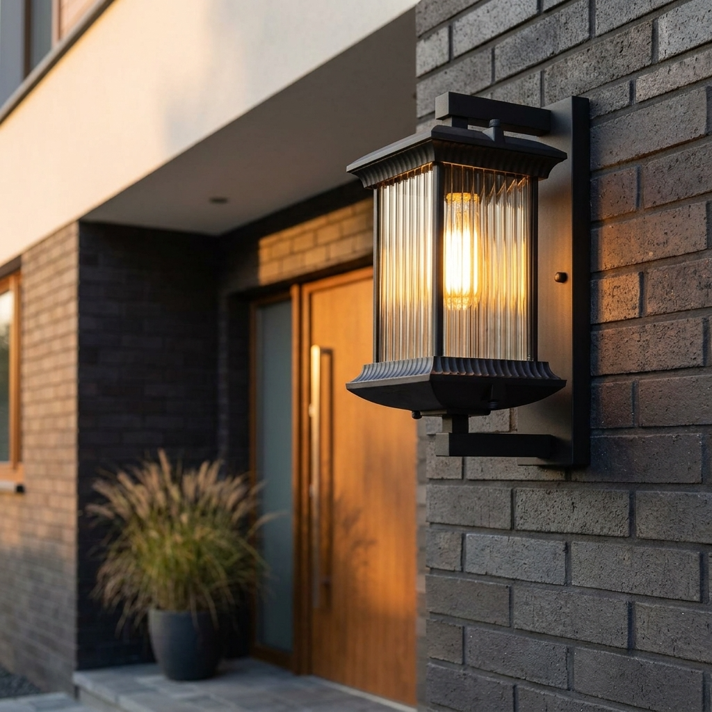 Fluted Glass Outdoor Wall Lamp