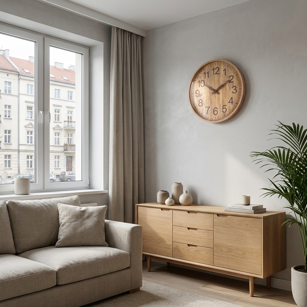 Large Digit Wooden Wall Clock