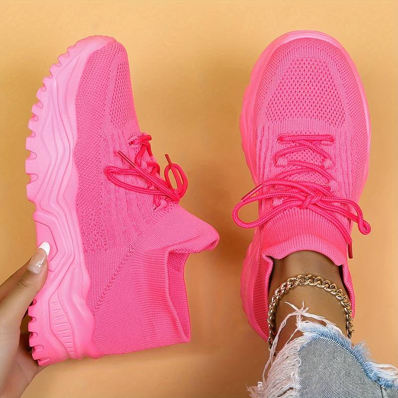 Pink Running-Style Platform Sneakers pair view