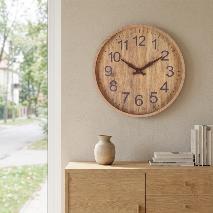 Large Digit Wooden Wall Clock