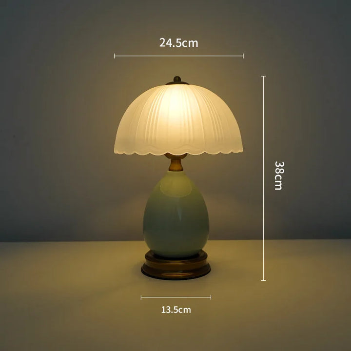Sage Ceramic Glass Shade Table Lamp dimensions