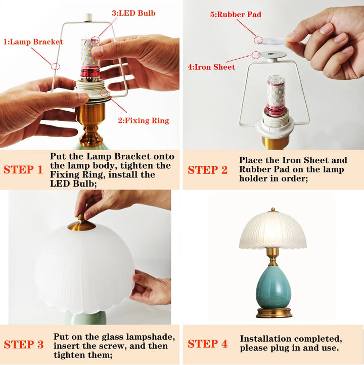 Sage Ceramic Glass Shade Table Lamp assembly instructions