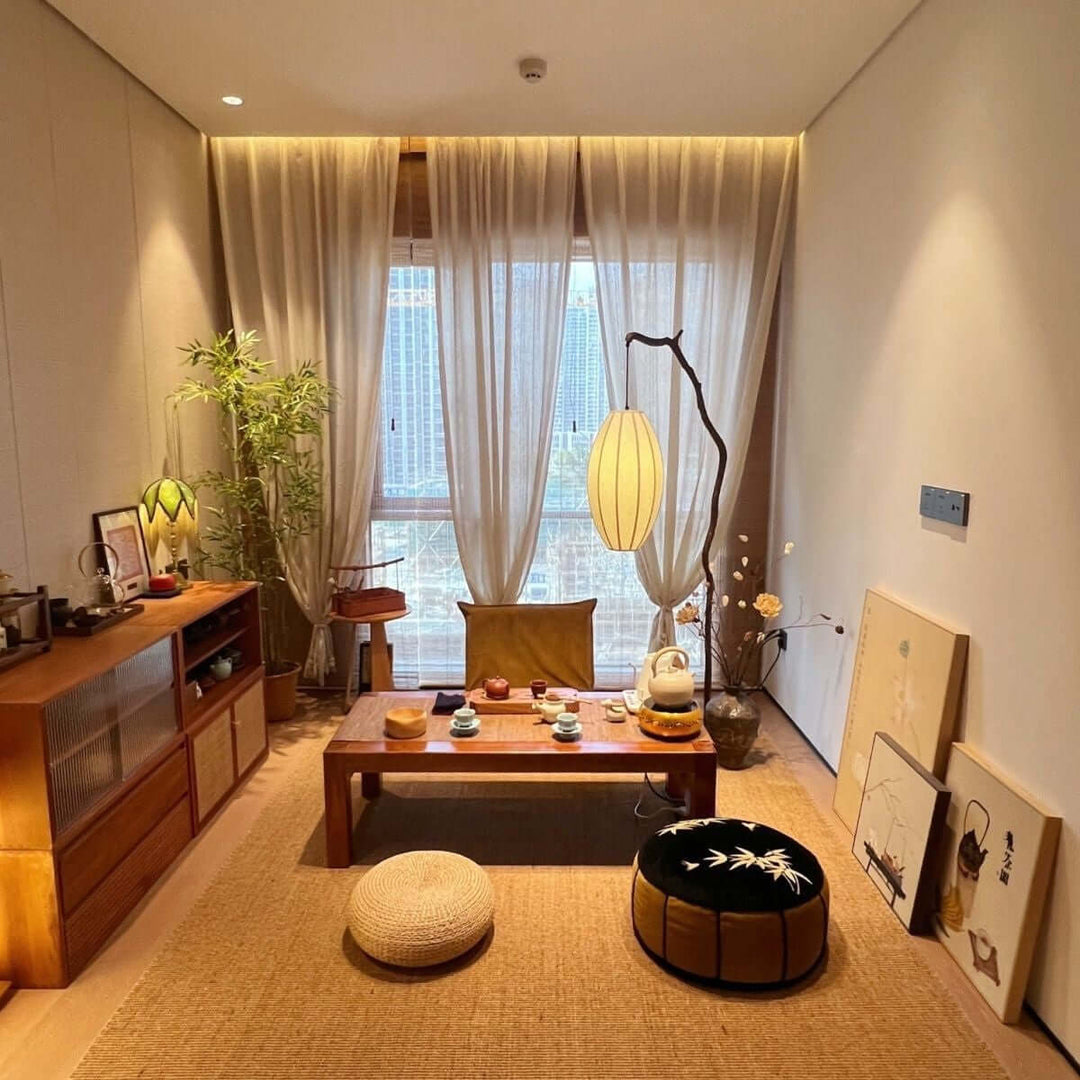 Sculptural Branch Floor Lamp beside low table