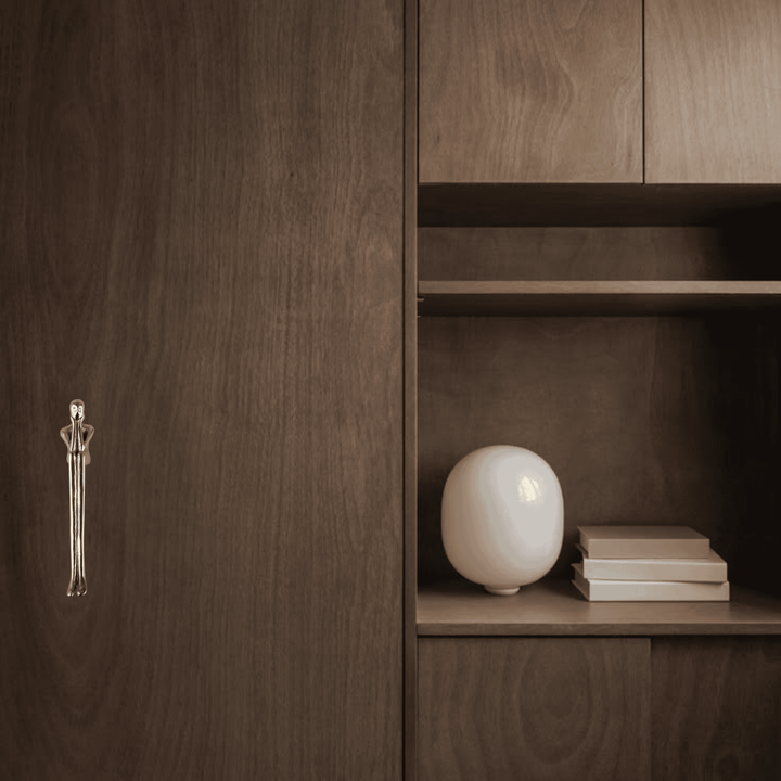 Silver Sculptural Figure Brass Cabinet Pull on wardrobe lifestyle