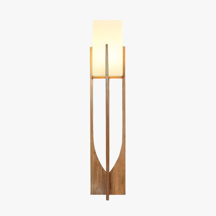 Natural Wood Sculptural Frame Floor Lamp front view