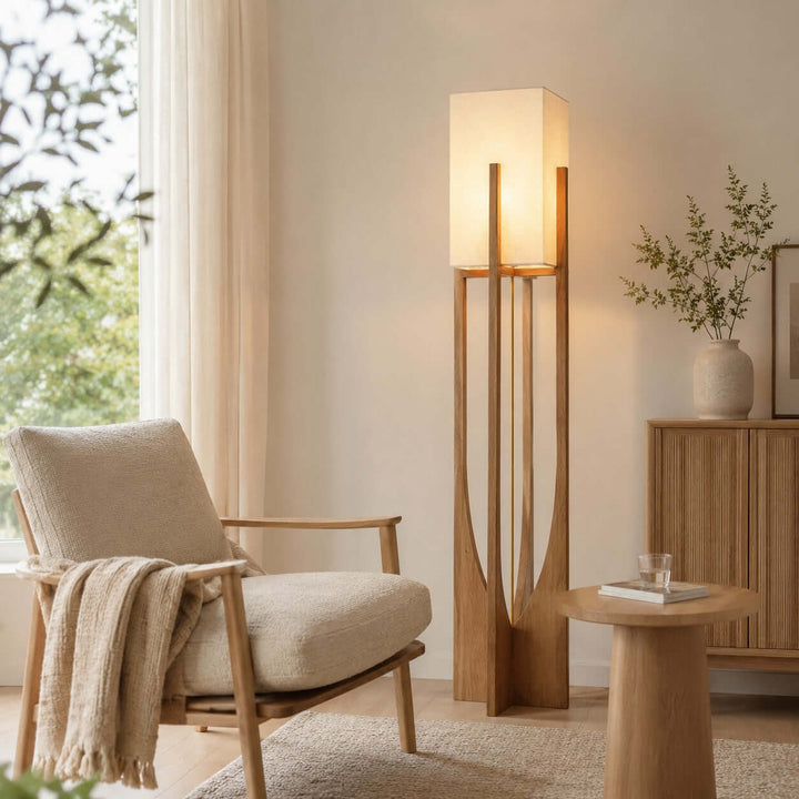 Sculptural Wood Frame Floor Lamp product shot