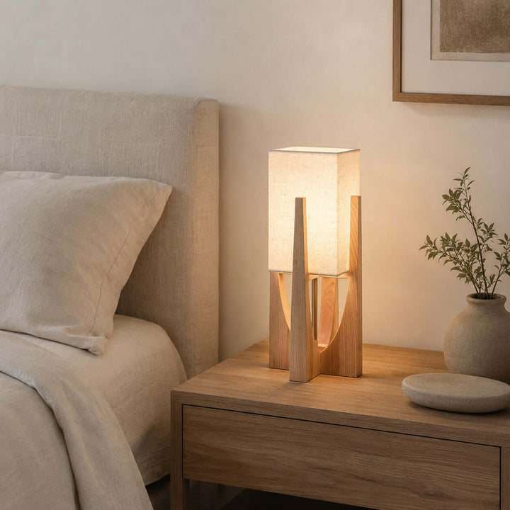 Sculptural Wood Frame Floor Lamp side view