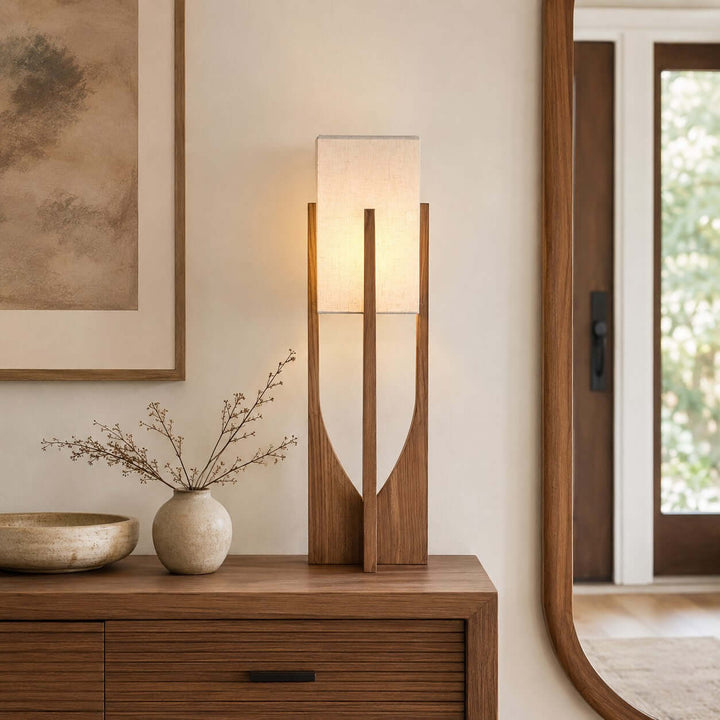 Sculptural Wood Frame Floor Lamp base detail