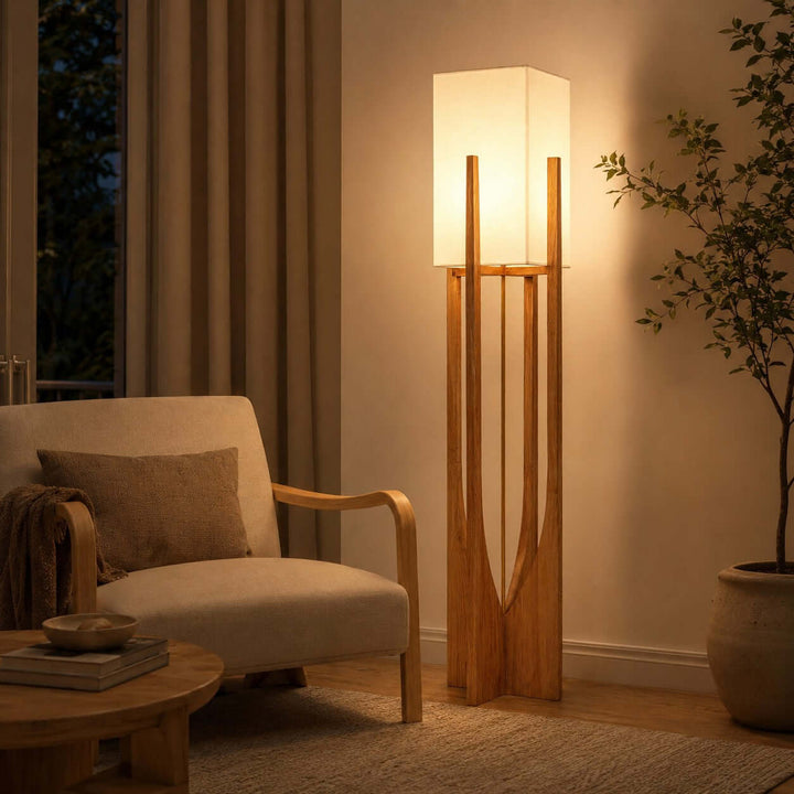 Sculptural Wood Frame Floor Lamp office styling