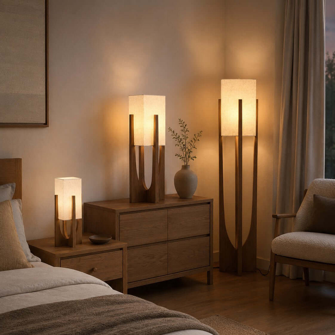 Sculptural Wood Frame Floor Lamp height comparison