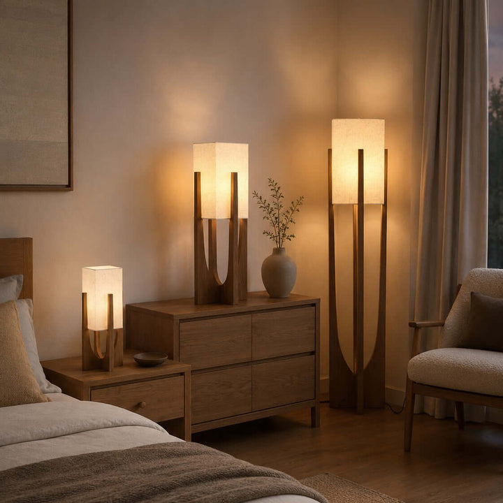 Sculptural Wood Frame Floor Lamp height comparison