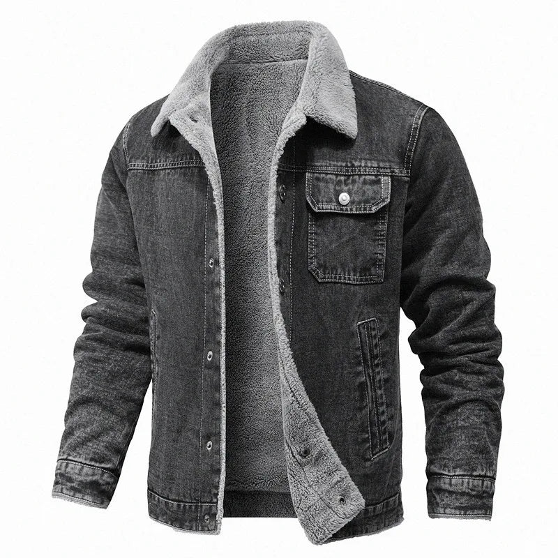Sherpa-Lined Denim Jacket front view