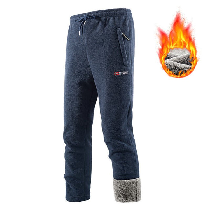 Dark Blue Sherpa-Lined Fleece Pants side view