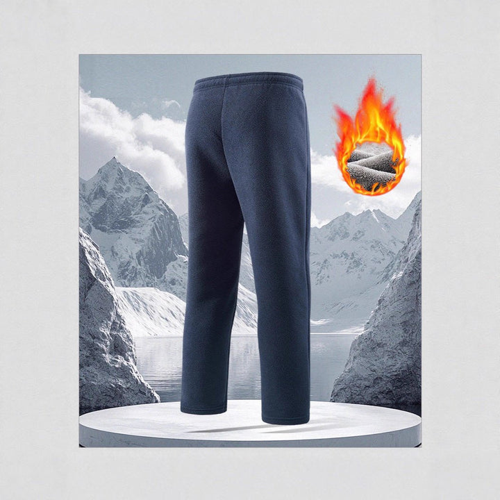 Dark Blue Sherpa-Lined Fleece Pants front view