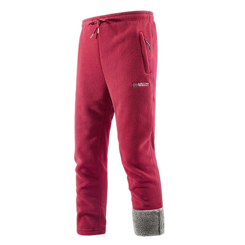Red Sherpa-Lined Fleece Pants side view
