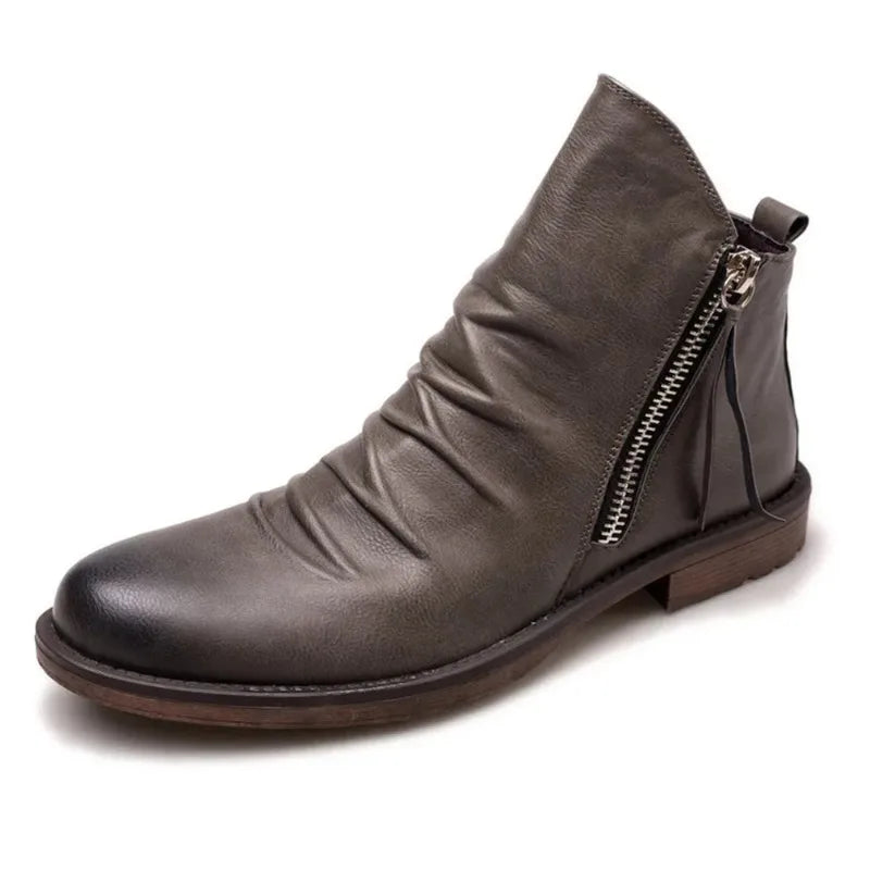 Leather Chelsea boots upper leather texture detail
