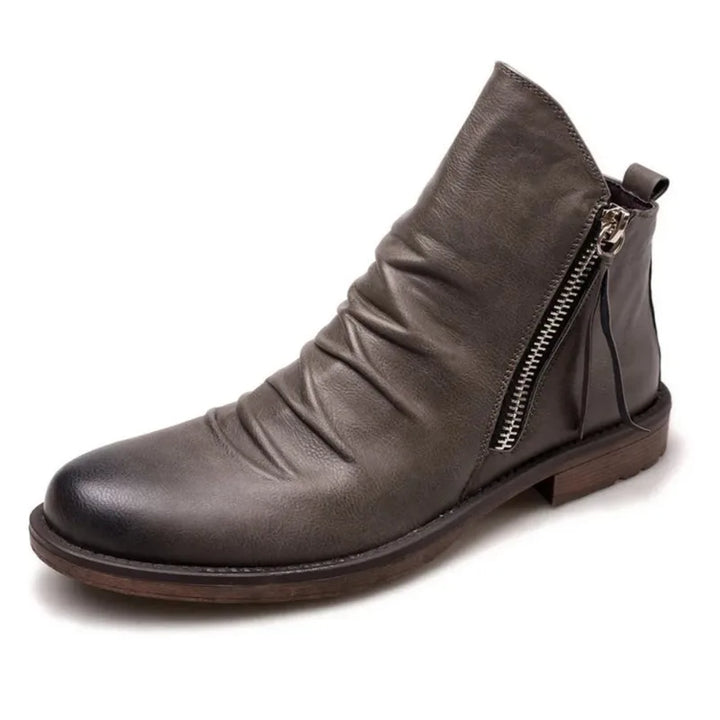 Leather Chelsea boots upper leather texture detail