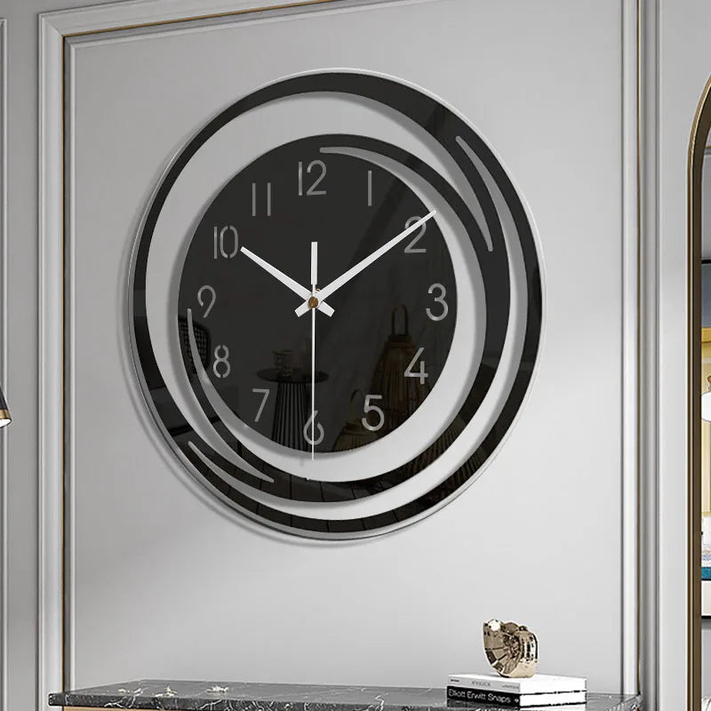 Silent Swirl Wall Clock on paneled wall lifestyle