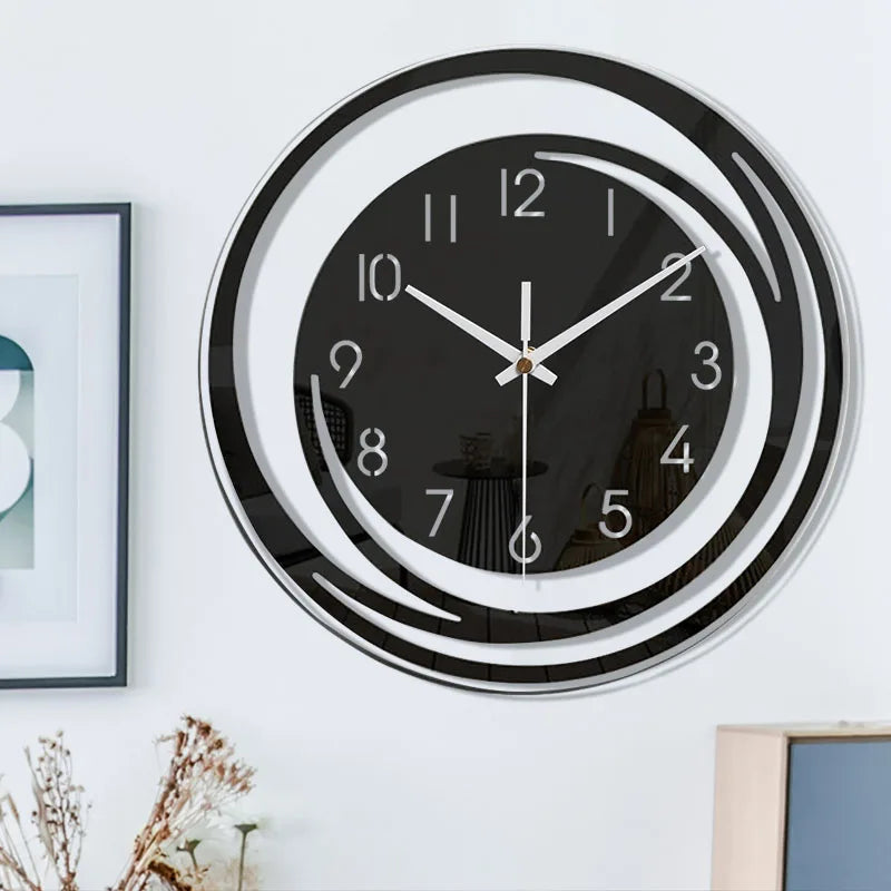 Silent Swirl Wall Clock on white wall lifestyle