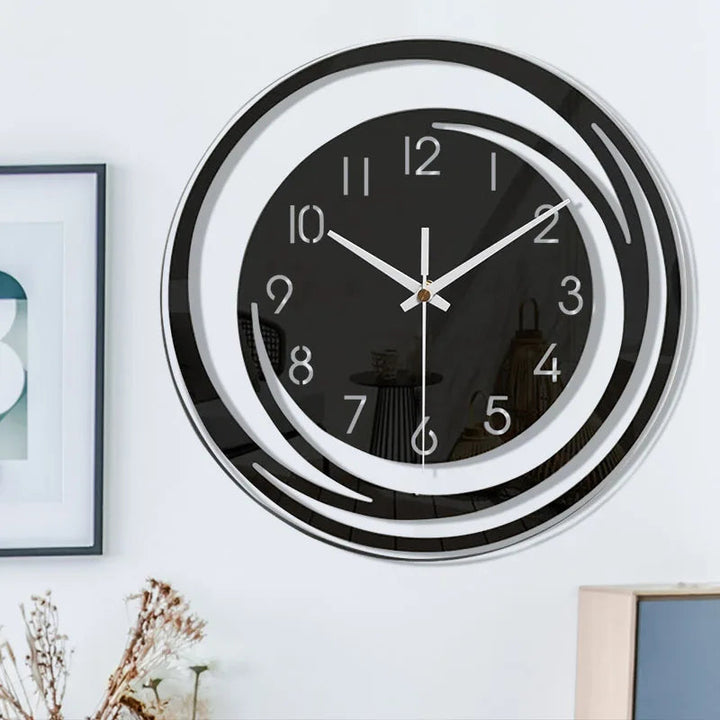 Silent Swirl Wall Clock on white wall lifestyle