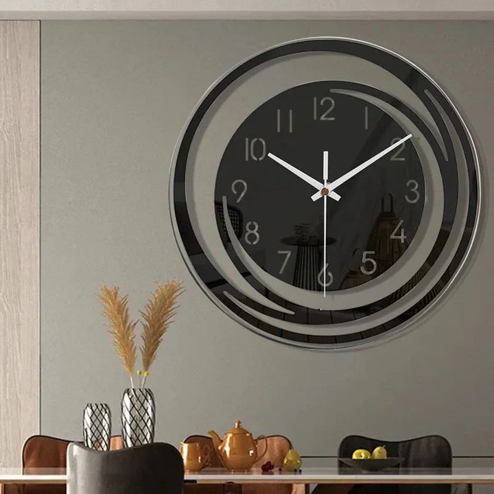 Silent Swirl Wall Clock in dining room lifestyle
