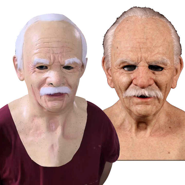 Silicone Elderly Character Mask - front view