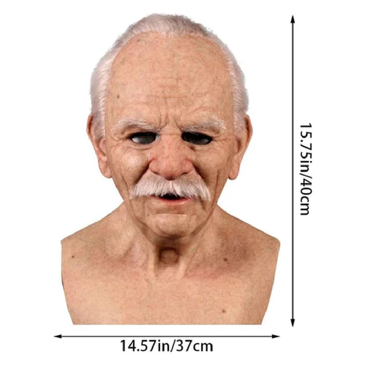 Silicone Elderly Character Mask - worn view